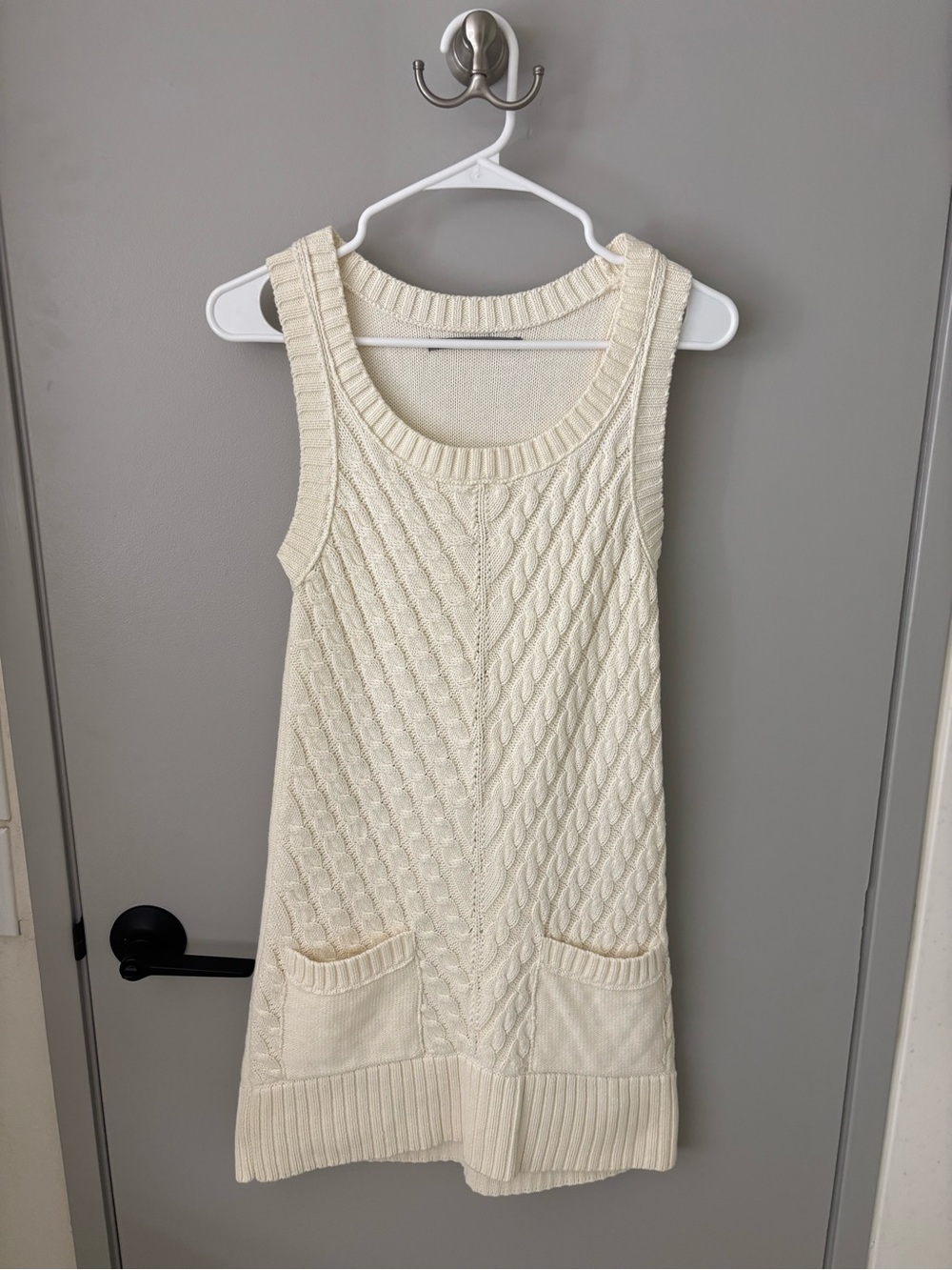 Rubbish Cream Cable Knit Sleeveless Sweater Dress